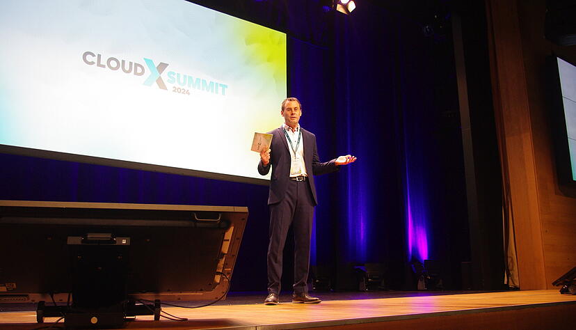 Nur selten wird die Arbeit an der Schwarz-Cloud Stackit sichtbar - hier bei einer Konferenz im Juni in Heilbronn.
