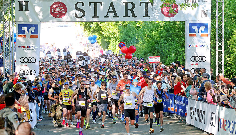 Mehr denn je L&auml;uferinnen und L&auml;ufer werden bei der diesj&auml;hrigen Auflage des Trollinger Marathons erwartet. Im Bild der Start des Zehn-Kilometer-Wettbewerbs im vergangenen Jahr.