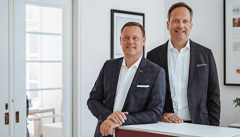 Matthias Lang (links) und Matthias Hink in ihrem B&uuml;ro im Heilbronner Osten. Die beiden Verm&ouml;gensverwalter und Anlageberater haben mittlerweile auch einen eigenen Mischfonds aufgelegt.
Foto: Lang & Hink