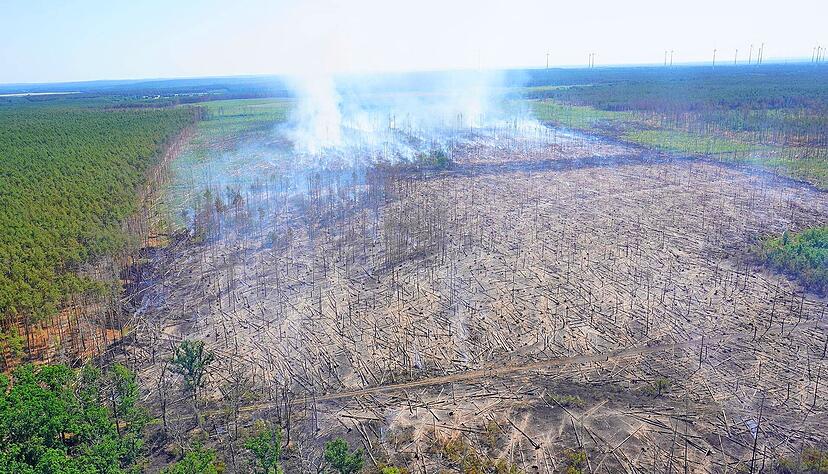 Der Wald bei Frohnsdorf brennt lichterloh. Für den Landkreises Potsdam-Mittelmark gilt der Katastrophenfall.
Fotos: dpa Der Wald bei Frohnsdorf brennt lichterloh. Für den Landkreises Potsdam-Mittelmark gilt der Katastrophenfall.
Fotos: dpa