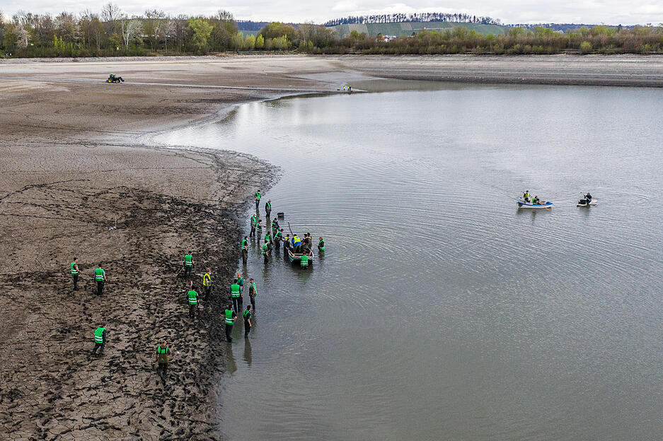 Luftbilder vom Abfischen des Breitenauer Sees