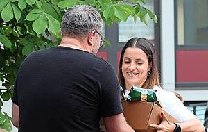 Vasiliki Gkatziou (rechts) wurde von den Fans mit einem knappen Vorsprung zur Spielerin der Saison gew&auml;hlt.