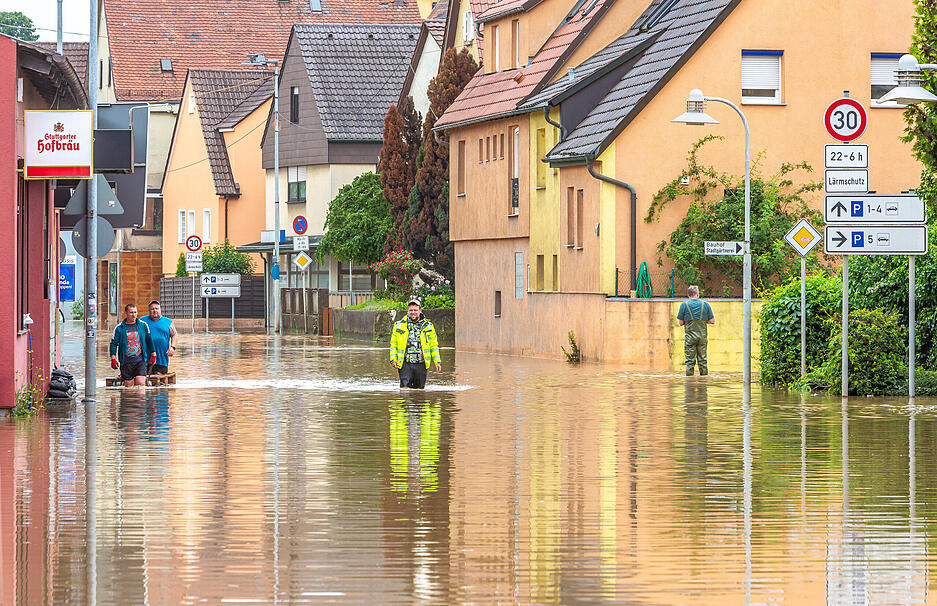 In Lauffen bei der Regiswindiskirche stand das Wasser im Juni 2024 kniehoch.