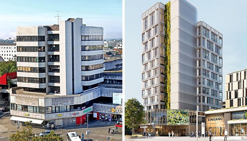 Das Wollhaus in Heilbronn: Die Firma Neufeld, Eigent&uuml;merin eines Gro&szlig;teils der Fl&auml;chen und das Stuttgarter Architekturb&uuml;ro Blocher Partners, pr&auml;sentierten im Juli ihre Pl&auml;ne f&uuml;r die Umgestaltung (rechts).