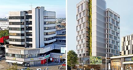 Was Wollhaus in Heilbronn: Die Firma Neufeld, Eigent&uuml;merin eines Gro&szlig;teils der Fl&auml;chen und das Stuttgarter Architekturb&uuml;ro Blocher Partners, pr&auml;sentierten im Juli ihre Pl&auml;ne f&uuml;r die Umgestaltung (rechts).