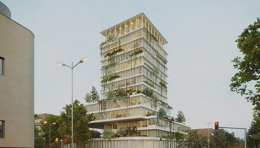 An der Ecke Mannheimer Straße/Schaeuffelenstraße in Heilbronn ist am Rande des Bildungscampus ein Hochhaus geplant. Visualisierung: Büros Wittfoht Architekten Planung GmbH An der Ecke Mannheimer Straße/Schaeuffelenstraße in Heilbronn ist am Rande des Bildungscampus ein Hochhaus geplant. Visualisierung: Büros Wittfoht Architekten Planung GmbH