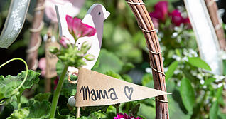 Ein Blumenkorb mit einem Schild mit der Aufschrift "Mama" steht vor einem Blumenladen für den bevorstehenden Muttertag. +++ dpa-Bildfunk +++ Ein Blumenkorb mit einem Schild mit der Aufschrift "Mama" steht vor einem Blumenladen für den bevorstehenden Muttertag. +++ dpa-Bildfunk +++