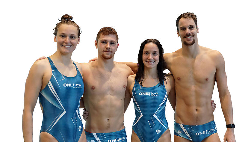 Das Neckarsulmer Erfolgs-Quartett (von links): Annika Bruhn, Daniel Pinneker, Nadine Laemmler und Fabian Schwingenschl&ouml;gl. Foto: Alexander Bertok