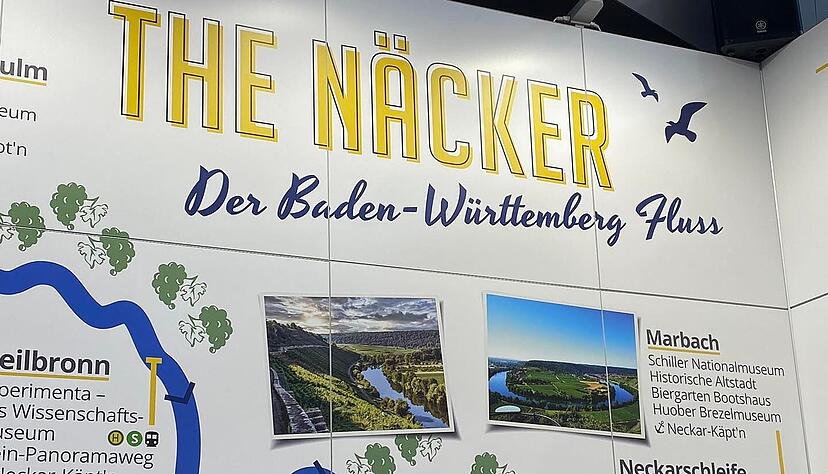 Reihnhold Gall veröffentlichte dieses Foto von der Stellwand mit dem Slogan "The Näcker - der Baden-Württemberg-Fluss" auf seiner Facebook-Seite.