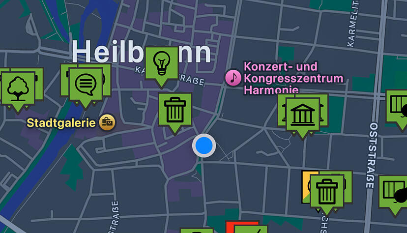 So sieht der Heilbronner Mängelmelder in der Appversion für das Smartphone aus.