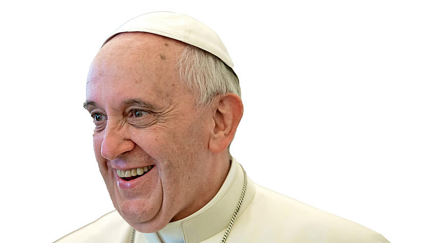 Papst Franziskus hat nicht immer was zu Lachen, aber der Schalk sitzt ihm im Nacken. Papst Franziskus hat nicht immer was zu Lachen, aber der Schalk sitzt ihm im Nacken.
