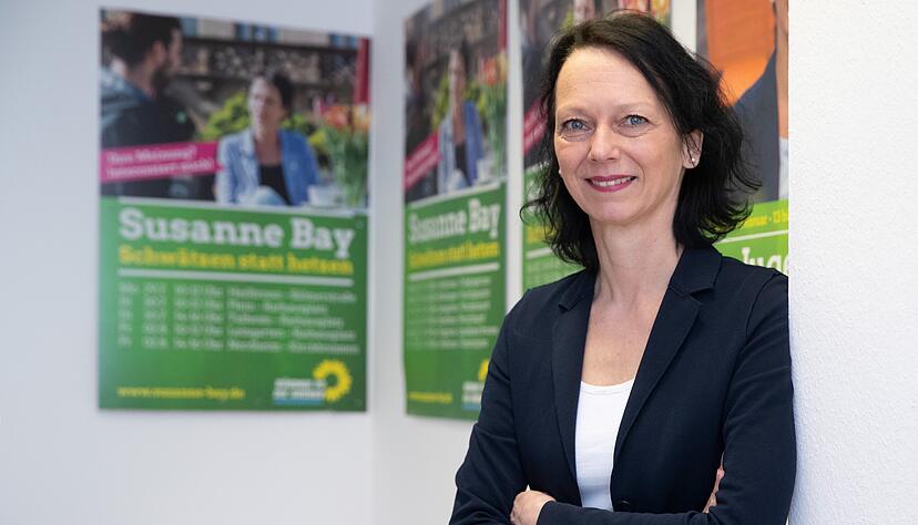 Gr&uuml;nen-Politikerin Susanne Bay, hat sich in ihrem Wahlkreis behauptet. 30 Prozent der W&auml;hlerstimmen geben R&uuml;ckenwind, seien aber auch eine gro&szlig;e Verantwortung, sagt die 56-J&auml;hrige.
Foto: Andreas Veigel