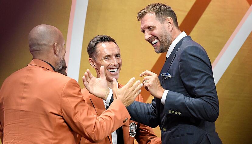 Teamkollegen, Freunde, nun Experten: Nash und Nowitzki. (Archivbild)