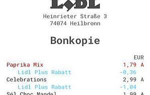 ... und einen digitalen Kassenzettel in die App kopiert. Foto: Lidl