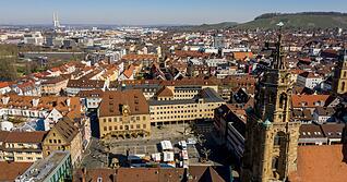 Blick von der Heilbronner Innenstadt nach Norden.