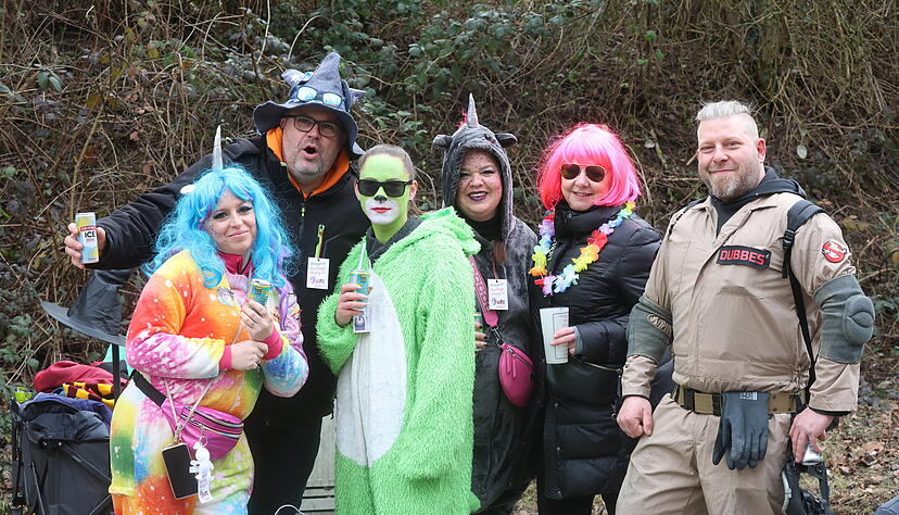 Farbenfrohe Gruppen ziehen beim traditionellen Narrenzug durch die historische Altstadt. Farbenfrohe Gruppen ziehen beim traditionellen Narrenzug durch die historische Altstadt.