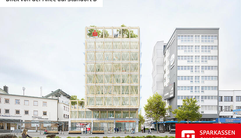 So sieht der Entwurf f&uuml;r das neue Beratungscenter der Kreissparkasse Heilbronn an der Allee aus. Das Institut besch&auml;ftigt aktuell 1698 Mitarbeiter.