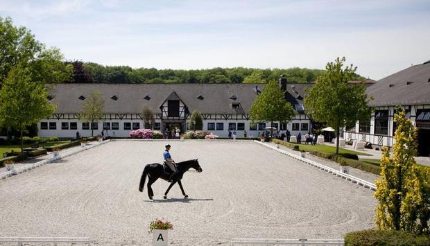 Matthias Rath führt Totilas auf dem Dressurplatz des Schafhofs vor. Matthias Rath führt Totilas auf dem Dressurplatz des Schafhofs vor.