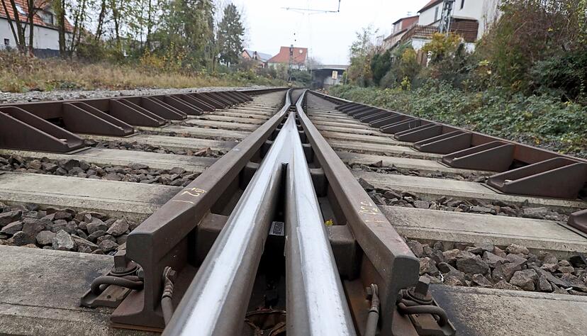 Mit dieser Weiche beginnt bei Z&uuml;ttlingen der einspurige Streckenabschnitt der Frankenbahn. Bald soll gekl&auml;rt werden, wie er beseitigt werden kann.
Foto: Archiv/Seidel