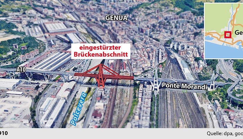 Autobahnbrücke in Genua eingestürzt Autobahnbrücke in Genua eingestürzt