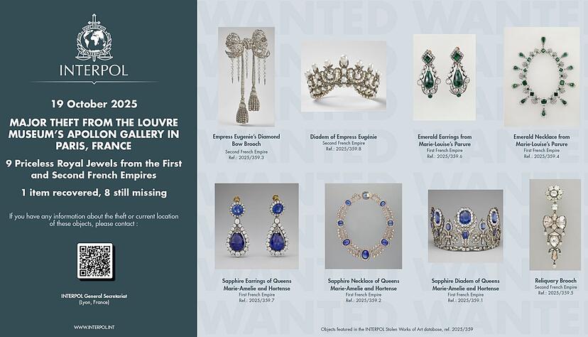 Das BKA und Interpol sind nach dem Einbruch in den Louvre in die Fahndung einbezogen (Handout-Foto).