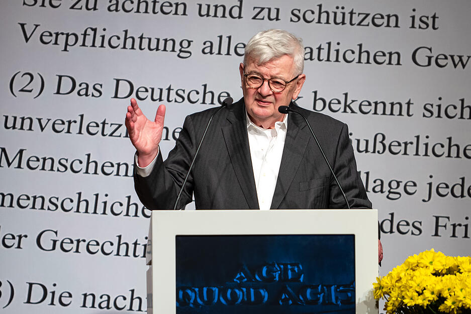 Joschka Fischer bei seiner Rede in Heilbronn.