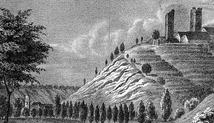Die Höhenburg Neipperg auf einer Lithografie von 1840 Die Höhenburg Neipperg auf einer Lithografie von 1840