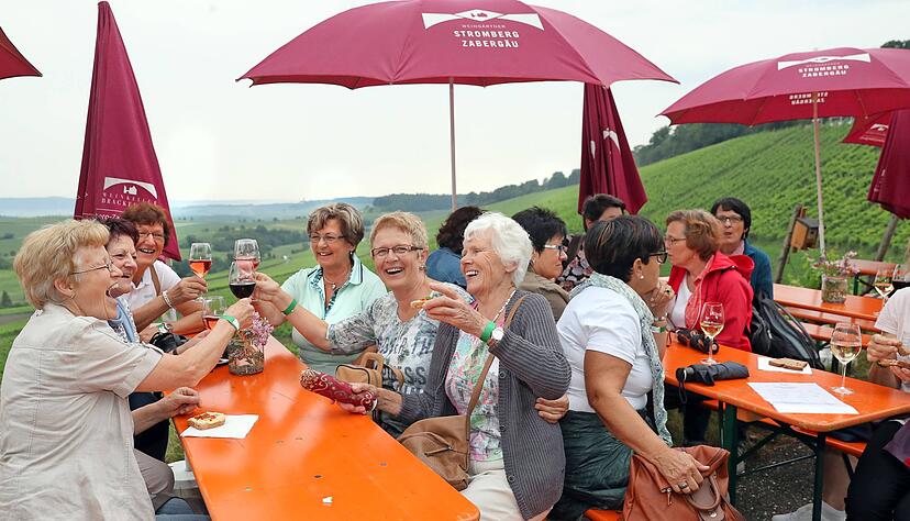 Gaumenfreuden und Naturerlebnis. Trotz grauer Wolken und teilweise starken Regens steht das Weinfest in der Heuss-Stadt ganz im Zeichen des Vergnügens und der guten Laune. Fotos: Andreas Veigel