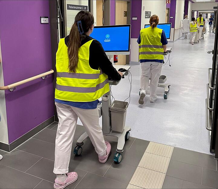 Der Geb&auml;udeabschnitt P, neue Heimat der Hautklinik, liegt in Richtung Frankenbach, die alte Abteilung war am anderen Ende angesiedelt, in Richtung Heilbronner Innenstadt.