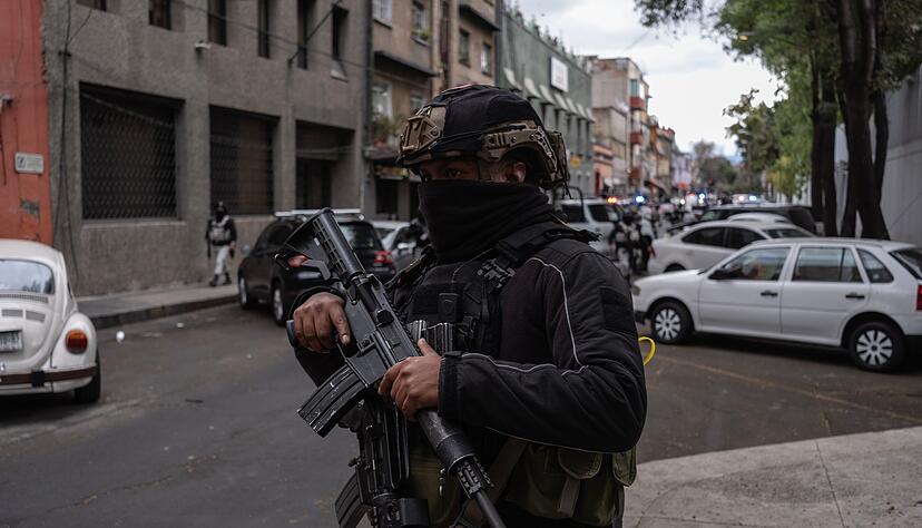 Auch Soldaten der Nationalgarde waren in voller Montur und mit automatischen Waffen im Einsatz.