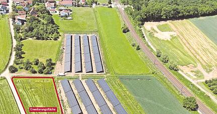 Auf weiteren 0,3 Hektar Acker werden Solarmodule in Wieslensdorf aufgestellt. Die erzeugte Strommenge reicht für 90 Durchschnitts-Haushalte.
Foto: Bürgerindpark/Grafik: HSt