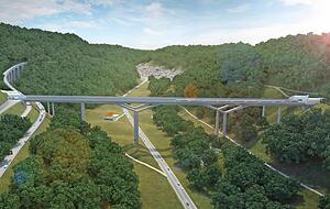 Das Modell zeigt, wie die Br&uuml;cke aussehen soll.