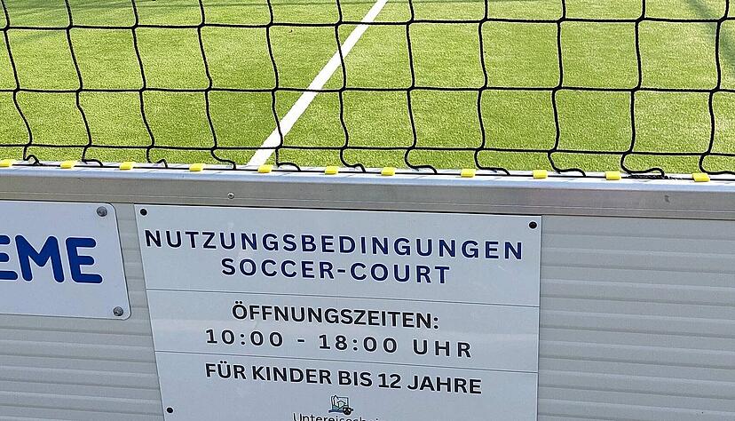 Die Aussage ist eigentlich klar: Den Soccer-Court in Untereisesheim d&uuml;rfen nur Kinder bis zw&ouml;lf Jahre benutzen.