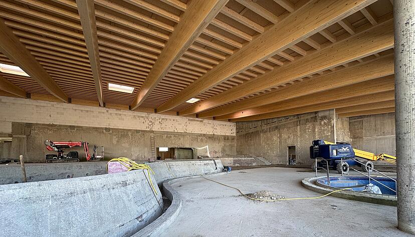 So sieht es aktuell auf der Baustelle in der Therme Miramar aus.