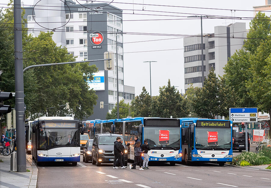 Warnstreik der Busfahrer in Heilbronn