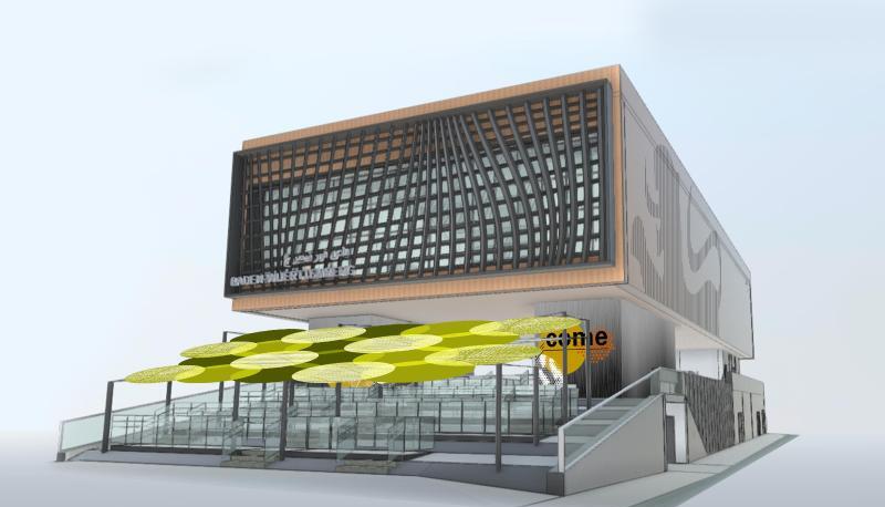Eine Grafik zeigt den Entwurf des Pavillons des Landes Baden-Württemberg für die Expo in Dubai.