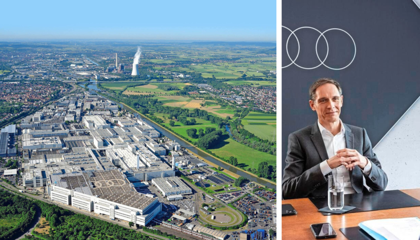 Blick auf den Neckarsulmer Audi-Standort (gro&szlig;es Foto): Produktionsvorstand Gerd Walker&nbsp;blickt angesichts der Modelloffensive positiv in die Zukunft.