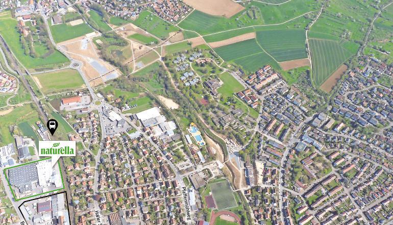 Die Gewerbefl&auml;che zwischen Brechdarrweg und Bahnlinie in &Ouml;hringen soll in ein zentrumsnahes Wohngebiet umgewandelt werden. Die Stadt beantragt ein Sanierungsgebiet.Foto: Rolf Mugele/HSt-Grafik