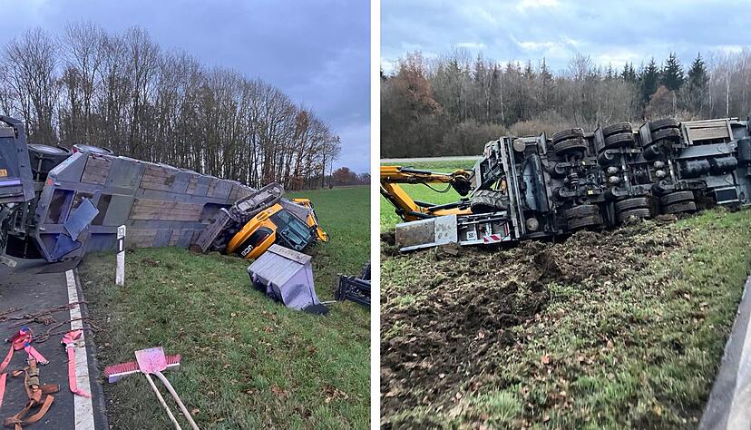 Der Schaden des Lkw-Unfalls wird auf über 300.000 Euro geschätzt. Der Schaden des Lkw-Unfalls wird auf über 300.000 Euro geschätzt.