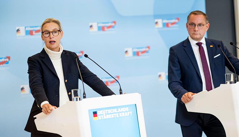 Versammeln die Bundestagsfraktion zur Klausur in Cottbus: Die AfD-Partei- und Fraktionschefs Alice Weidel und Tino Chrupalla. (Archivbild)