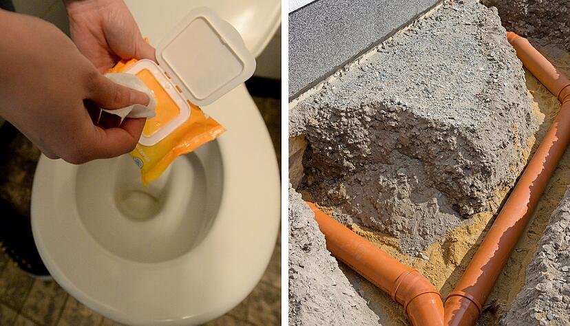 Feuchtes Toilettenpapier sowie andere Hygieneartikel wie Wattest&auml;bchen d&uuml;rfen nicht &uuml;ber die Toilette entsorgt werden.