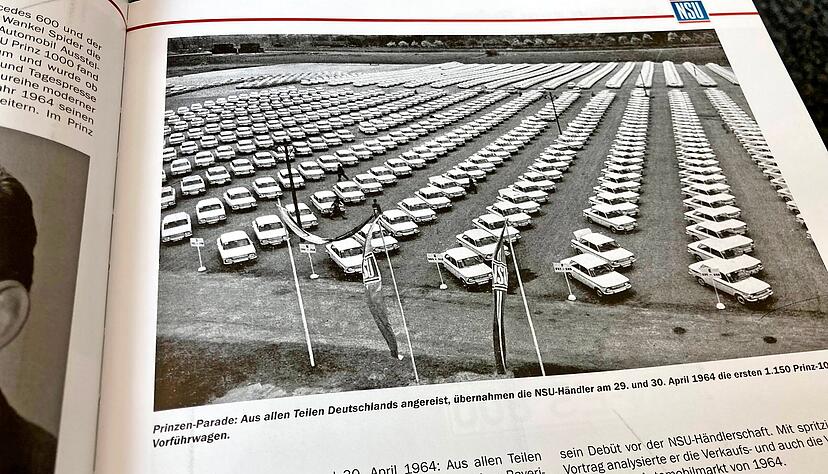 Die Prinzen-Parade zur Auslieferung der Prinz 1000L-Vorführwagen 1964 in Neckarsulm. Eine der vielen besonderen Erinnerungen in der "NSU-Story". Foto: Gleichauf