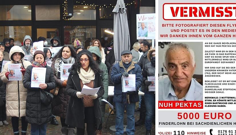Immer wieder machte die Familie des Vermissten auf ihre Suche aufmerksam - so auch im Januar 2024 vor dem Bad Rappenauer Rathaus.