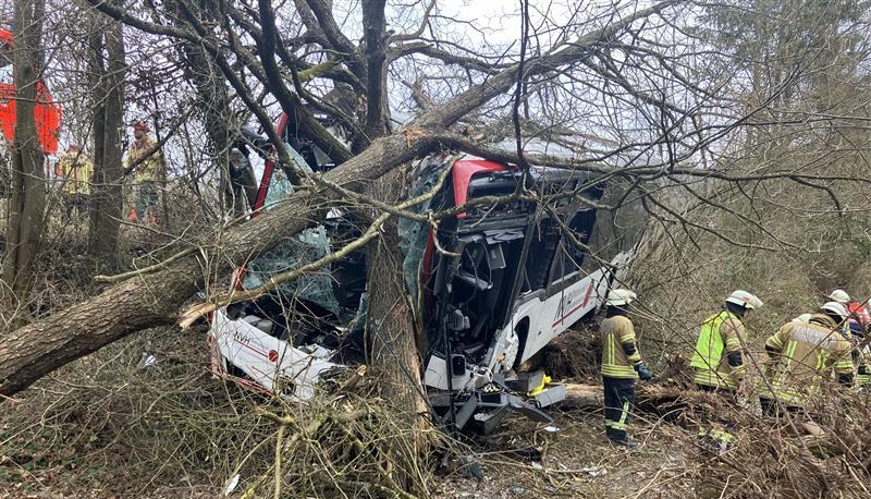 Ein Linienbus des Nahverkehr Hohenlohekreis (NVH) ist am Montag von der Stra&szlig;e abgekommen.