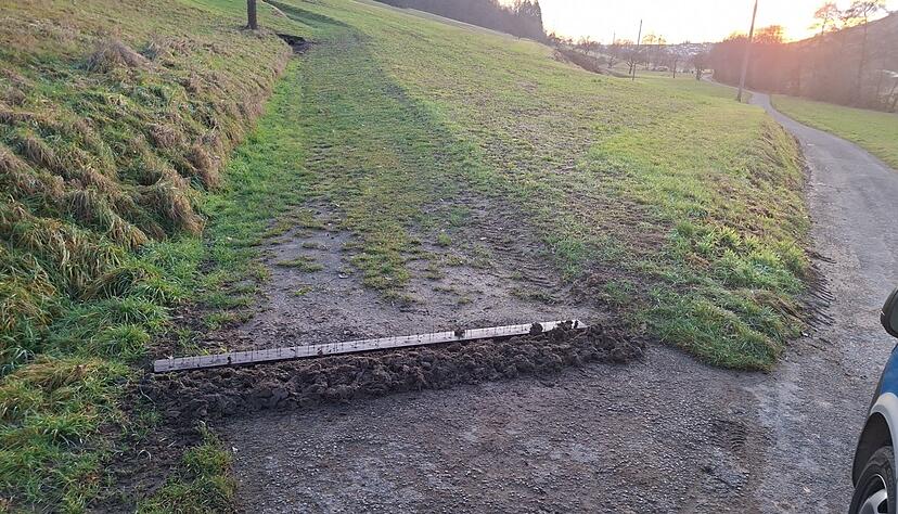 Das Nagelbrett war in Erde verbuddelt Das Nagelbrett war in Erde verbuddelt