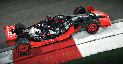 Showcar mit Audi F1 launch livery in the simulation EA SPORTS F1® 22