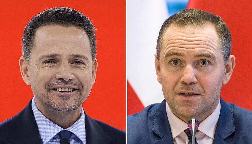 Bei der Stichwahl um das Pr&auml;sidentenamt in Polen tritt der liberale Rafal Trzaskowski (links) gegen den Rechtskonservativen Karol Nawrocki an. (Archivbild)