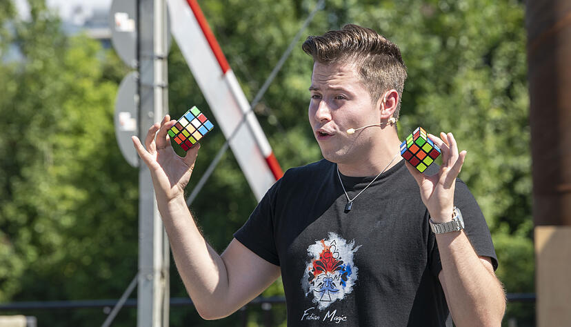 Fabian Magic trat Ende August beim Stimme-Tag auf der Buga auf. Foto: Archiv/Kunz