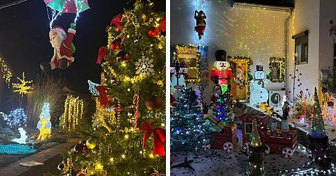 Manche Menschen schmücken zu Weihnachten ihre Häuser besonders ausgiebig. So auch die Bewohner dieser Häuser in Heilbronn und Stein am Kocher