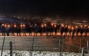 Knapp 30 Rechtsextreme trafen sich zu einer "Fackelmahnwache" auf dem Heilbronner Wartberg.